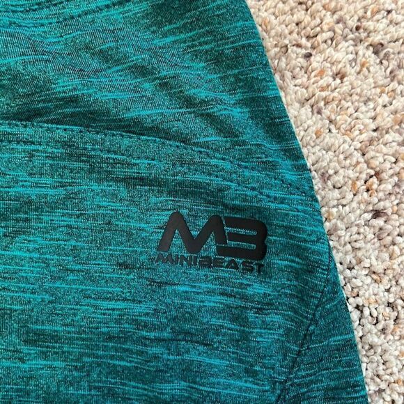 Mini Beast Heathered Teal Workout V-Front Leggings Small - Picture 6 of 6